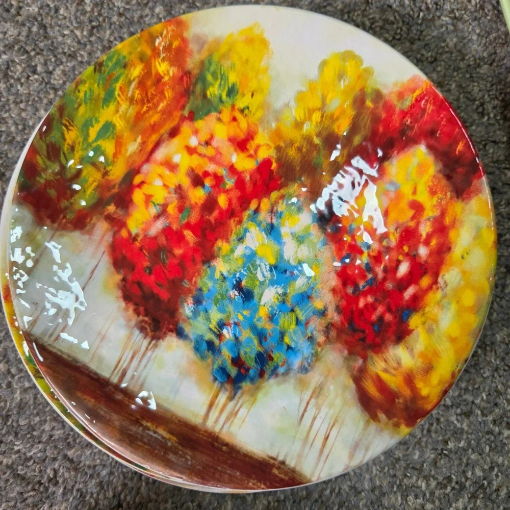Pier 1‎ Imports Autumn Trees Impressionist Ironstone Dinner Plate Fall Landscape